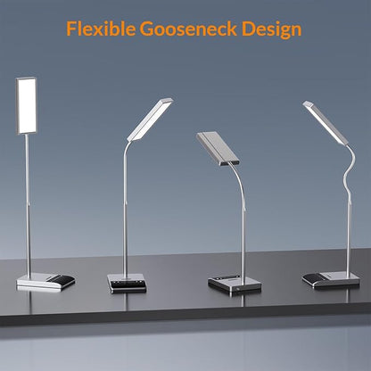 LEPOWER Desk Lamp, 800LM LED Desk Lamp for Home Office, 12W Reading Lamp for Desk, Eye-Caring Light, Touch Table Lamp, Gooseneck Lamp, 50 Lighting Modes, Bright Desk Lamps for Bedroom, Study (Grey)