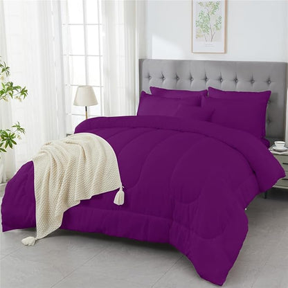 3 Piece Solid Color All Season Bedding Comforter Set Microfiber Soft Lightweight Bedding Set for Kids Teens Adults Room Decor with 1 Comforter and 2 Pillowcases Queen
