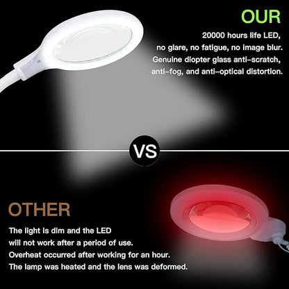 5X Magnifying Lamp，Lighted Magnifying Glass with Light and Stand Hands Free, Desk Magnifying Light, LED Magnifier Work Lamp for Reading, Crafts, Sewing, Hobbies.