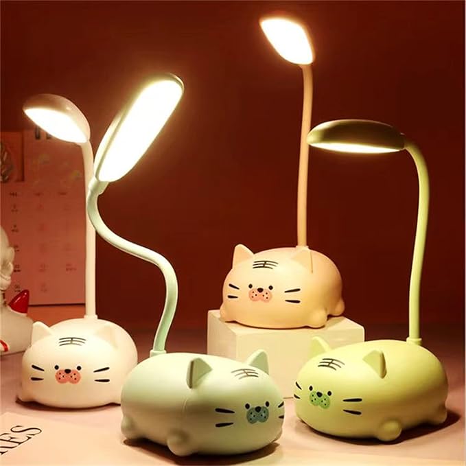 Kids Lamp, Cute LED Desk Lamp for Kids, Mini Animal Night Light, USB Rechargeable Flexible Cartoon Lamp Eye-Care Lighting for Bedroom (Tiger G, White)