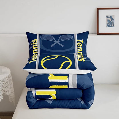 Feelyou Kids Tennis Comforter Set Full Size Tennis Sports Bedding Set for Boys Girls Teens Bedroom Decor Tennis Gaming Comforter Women Men Tennis Lovers Duvet Set with 2 Pillow Case