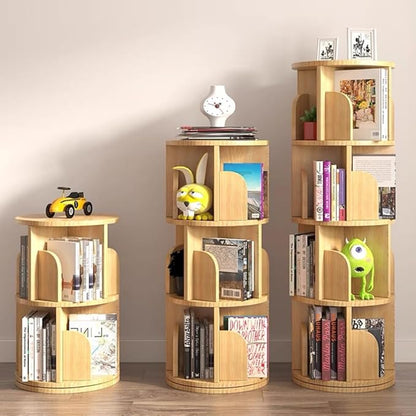 3 Tier 360 Display Rotating Bookshelf, Revolving Bookcase for Kids&Adults, Rotating Bookshelf Tower for Preschoolers' Classrooms, Nursery, Bedrooms, Living Room