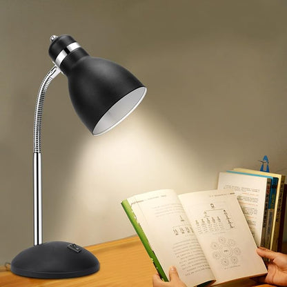 Table Lamp, Small Desk Lamp with Flexible Gooseneck, Adjustable Study Lamp with ON/Off Switch, Nightstand Lamp for Dorm Room, Bedroom, Classroom, College