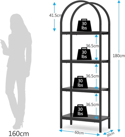 Tribesigns 4-Tier Open Bookshelf, 70.8" Wood Bookcase Storage Shelves with Metal Frame, Freestanding Display Rack Tall Shelving Unit for Office, Bedroom, Living Room, Easy Assembly (Black, 1PC)