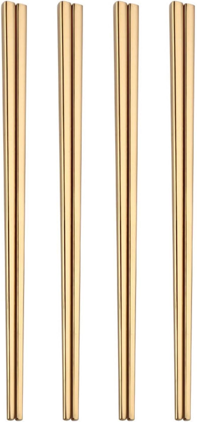 Stainless Steel Chopsticks,Reusable ,Dishwasher Safe , Easy to Use（4 PCS,golden）