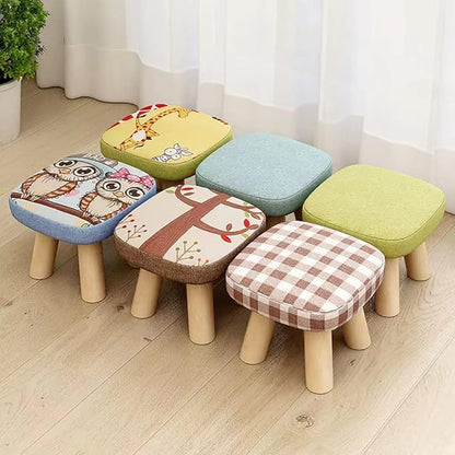 Solid Wood Stool Home Square Low Stool Cute Children's Sofa Stool Chair Fashion Cartoon Creative Small Stool for Kids and Adult, Changing Stool Coffee Table Stool, Bear 330lb (Tree Stump)
