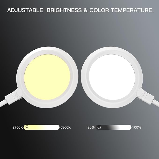 LED Desk Lamp for Video Conferencing, Webcam Light, Reading Light, Dimmable 4 Color Modes, 18W Desk Light, Clip on Light, Eye Care Zoom Light, for Home Office and Office Use
