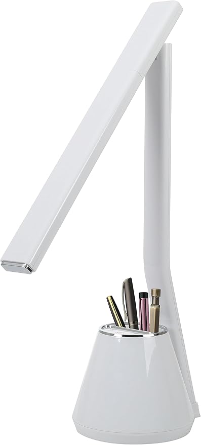 Folding Mini Desk Lamp - Dimmable Touch Control 8W LED Portable Light - Foldable 17.67" H Table Top Lamps for Office Home & Travel, White