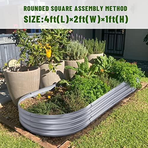 Land Guard 2Pcs Galvanized Raised Garden Bed Kit, Galvanized Planter Oval Large Metal Raised Garden Boxes Outdoor for Vegetables…