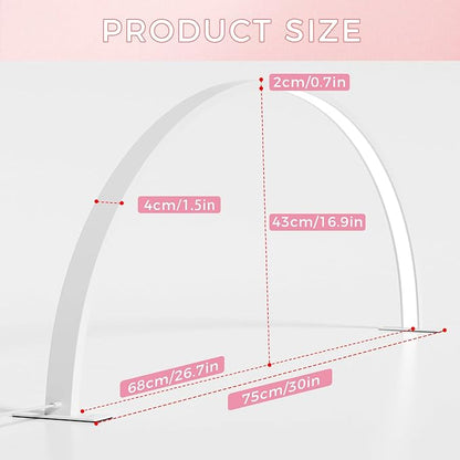 Charme Princesse 30in Half Moon Lamp 48W Half Moon Nail Desk Lamp 1600 Lumen LED Lash Light 3 Color Temperature Lash Lamp for Lashes Eyelash Extensions Tattoo Skin Care (White) M18S-12-US
