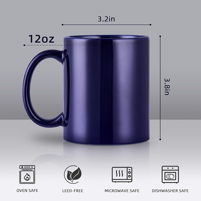 BYCNZB 12oz coffee mug set of 6 Coffee Mugs for Coffee, Tea, Cocoa, Milk（cobalto）