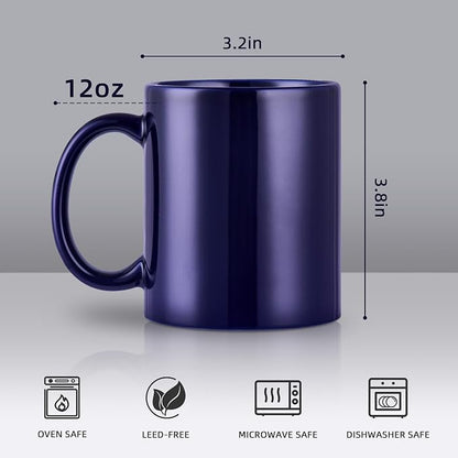 BYCNZB 12oz coffee mug set of 6 Coffee Mugs for Coffee, Tea, Cocoa, Milk（cobalto）