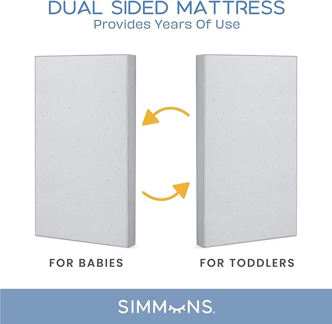 Delta Children Heartland 4-in-1 Convertible Crib, Natural + Twinkle Galaxy Crib and Toddler Mattress (Bundle)