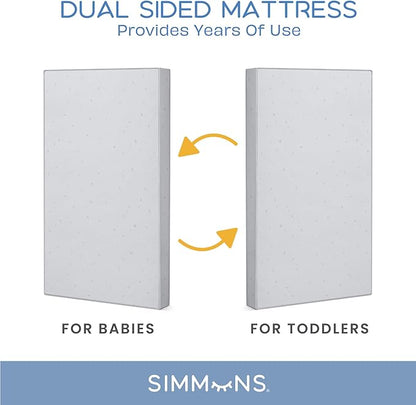 Delta Children Heartland 4-in-1 Convertible Crib, Natural + Twinkle Galaxy Crib and Toddler Mattress (Bundle)