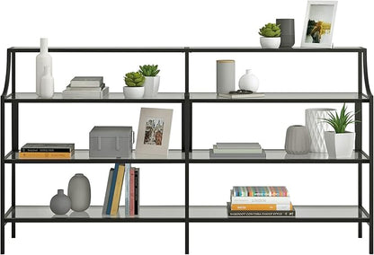 Sauder Harvey Park Bookcase/Book Shelf and Console Table, Black Finish