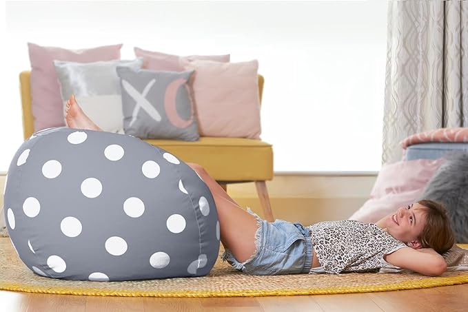 Aubliss Stuffed Animal Bean Bag Storage Chair (Grey Dot, Large (38''))