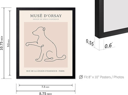 Poster Master Vintage Poster - Retro One Line Dog Drawing Print - Dog Art - Minimal Gift for Men, Women, Animal Lover - Abstract Wall Decor for Home, Office, Bedroom, 8x10 Black Framed