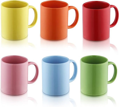 Evanda Coffee Mugs Set of 6 Pieces 12oz, Ceramic Cups with Handle for Latte, Hot Tea, Cappuccino, Mocha, Cocoa, Milk, Dishwasher Safe, Mutil Colors