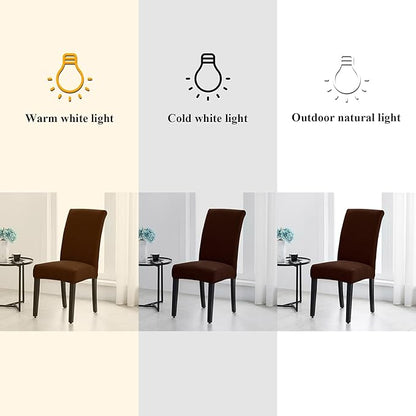Joccun Chair Covers for Dining Room Set of 6,Dining Chair Slipcovers Stretch Dining Room Chair Covers Seat Protector,Washable Parsons Chair Cover for Home,Hotel(Chocolate,6 Pack)