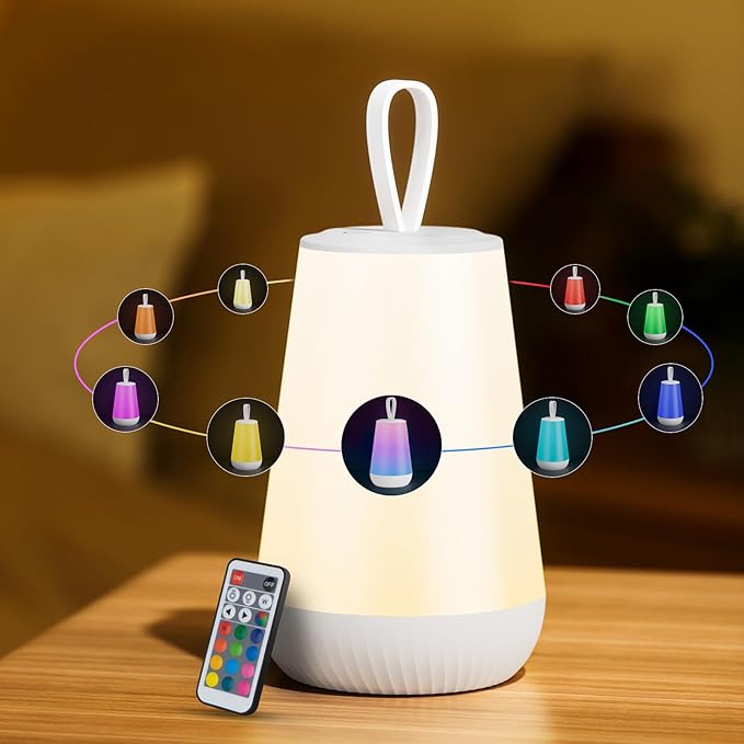 Dimmable Night Light Touch Lamp for Bedroom Rechargeable Remote Bedside Lamp Portable Hanging Table Lamp Changeable Warm White Light Perfect Toy Gift for Kids Adults