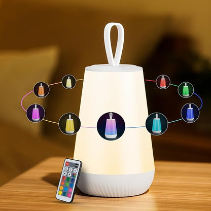 Dimmable Night Light Touch Lamp for Bedroom Rechargeable Remote Bedside Lamp Portable Hanging Table Lamp Changeable Warm White Light Perfect Toy Gift for Kids Adults