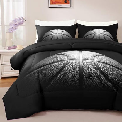 Basketball Comforter Set Queen Size for Boys Kids Teens All Season Sports Theme Basketball Bedding Sets Teenage Bedrooom Bed Set 3 Pieces with Pillowcases,
