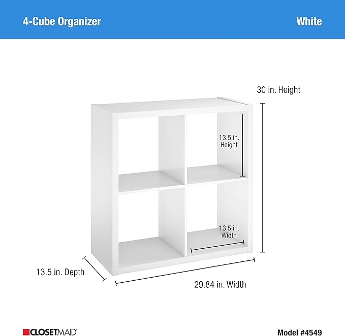 ClosetMaid 4549 Decorative Open Back 4-Cube Storage Organizer, White