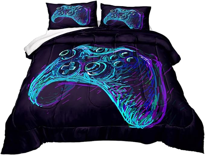 Gaming Comforter for Boys Teen,Game Contoller Bedding Set for Boys Kids,Down Alternative Comforter for All Season,Gamer Home Decor for Boys Comforter Set (Comforter-Game35, Twin)