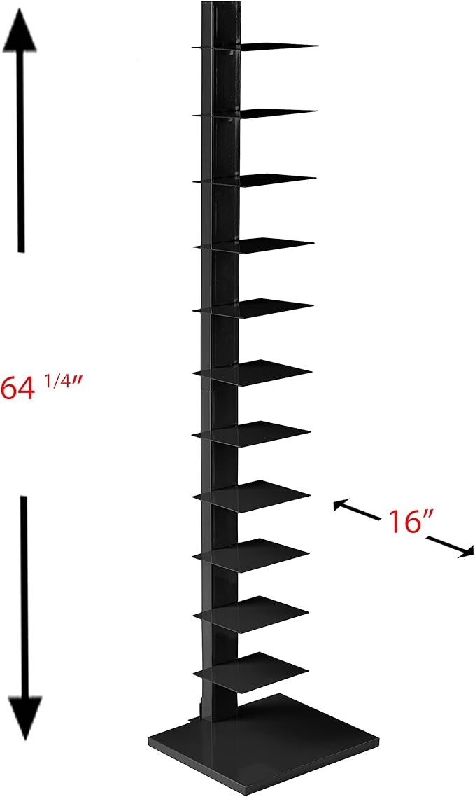 SEI Furniture 12 shelf Metal Spine Book Tower, Black
