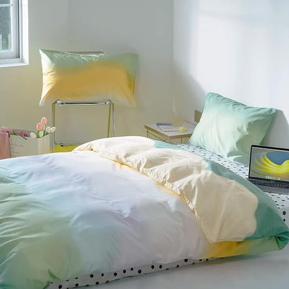 Green Gradient Comforter Set Queen Sage Green and Yellow Rainbow Bedding Comforter Set Multicolor Yellow Light Green Bedding Set Cotton Blanket Quilts Rainbow Color Comforter Set for Queen Bed