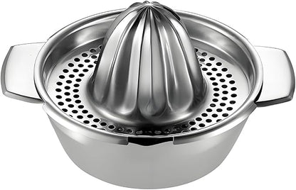 Lemon Orange Squeezer, Manual Juicer Stainless Steel Citrus Juicer Hand Press Lemon Squeezer with Bowl Juicer Strainer