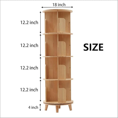 Gdrasuya10 4 Tier Rotating Bookshelf with Legs, Floor Standing Bookshelf Stackable Bookshelf Wood Bookcase Storage 360 Display Book Shelf for Living Room Bedroom