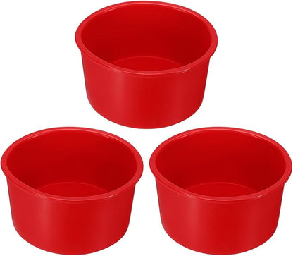 Uxcell 3pcs Round Cake Pans, 4 Inch Silicone Molds for Baking, Nonstick & Quick Release Circle Pans for Layer, Smash and Cheese Cake, Red