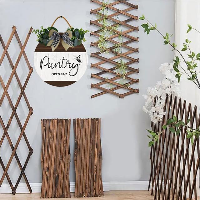 Uptell 11" Farmhouse Pantry Signs Pantry Open 24/7 Wall Door Decor Farmhouse Pantry Wall Decoration,Wood Wall Hanging Plaque Sign for Pantry Room Kitchen Decor 11 Inch
