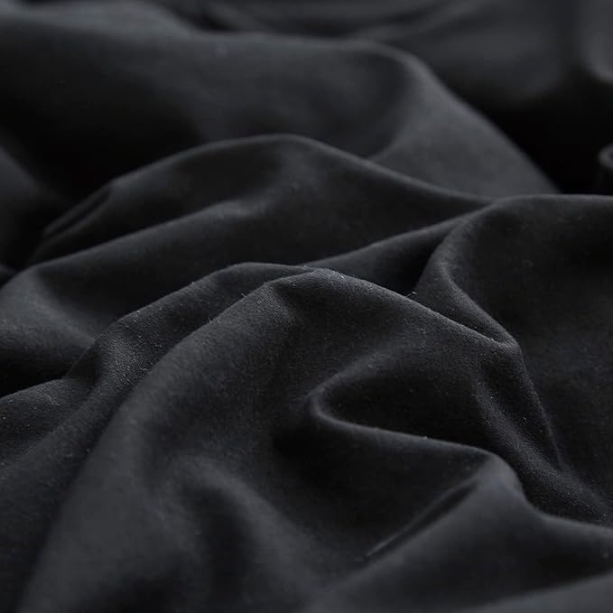 Black Ruffled Comforter Set Full Size Bedding Set Women Black Ruffles Blanket Men Black Ruffled Comforter Farmhouse Ruffle Fringe Design Girls 3 PCs Solid Black Ruffled Bedding Set