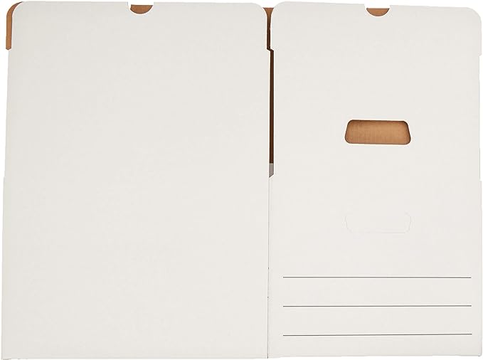 Amazon Basics Medium Duty Storage/Filing Boxes With Lid and Handles, Legal/Letter Size, 12-Pack, White, 16.2" L x 12.5" W x 10.5" H