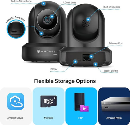 Amcrest ProHD 1080P WiFi 2MP (1920TVL) Indoor Pan/Tilt Security Wireless IP Camera IP2M-841B (Black)