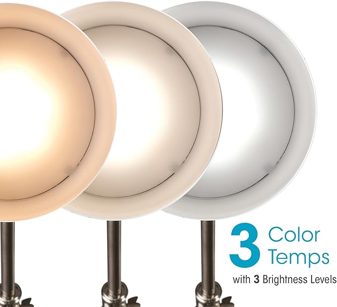 OttLite Harmonize LED Desk Lamp - 2.1A USB Charging Port, 3 Brightness Settings, Brushed Nickel