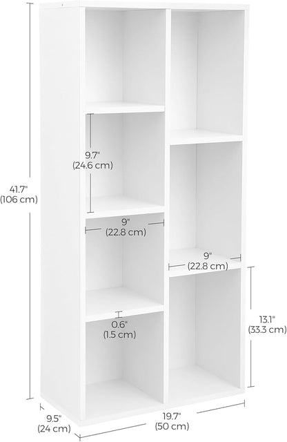 VASAGLE Bookcase, Bookshelf with 7 Compartments, Freestanding Shelves and Cube Organizer, for Display in Living Room, Bedroom, and Home Office, White ULBC27WT