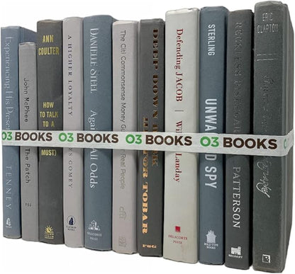 Curated Decorative Books Hardcover Décor Books for Home Décor, Choose Color, Interior Design, Office, Wedding Display, Instant Library, or Staging (Half Foot, Gray)