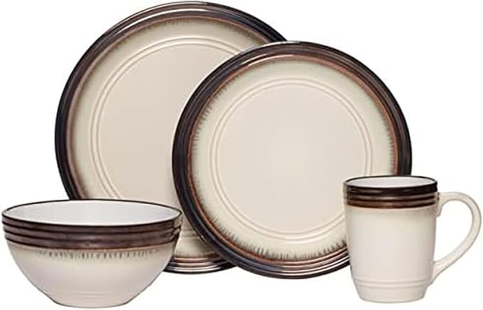 Gourmet Basics by Mikasa Bailey 16 Piece Dinnerware Set, Service for 4, Cream