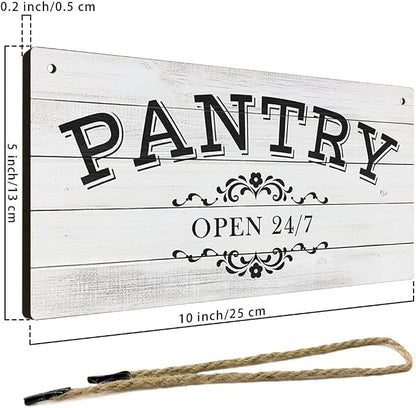 Pantry Sign Rustic Wall Art Print Wooden Signs Funny Home Decor Vintage Poster Retro Hanging Plaque for Farmhouse Kitchen Cafe Bar Grocery Coffee Corner 10x5 Inch (Retro Gray White Wood Grain)