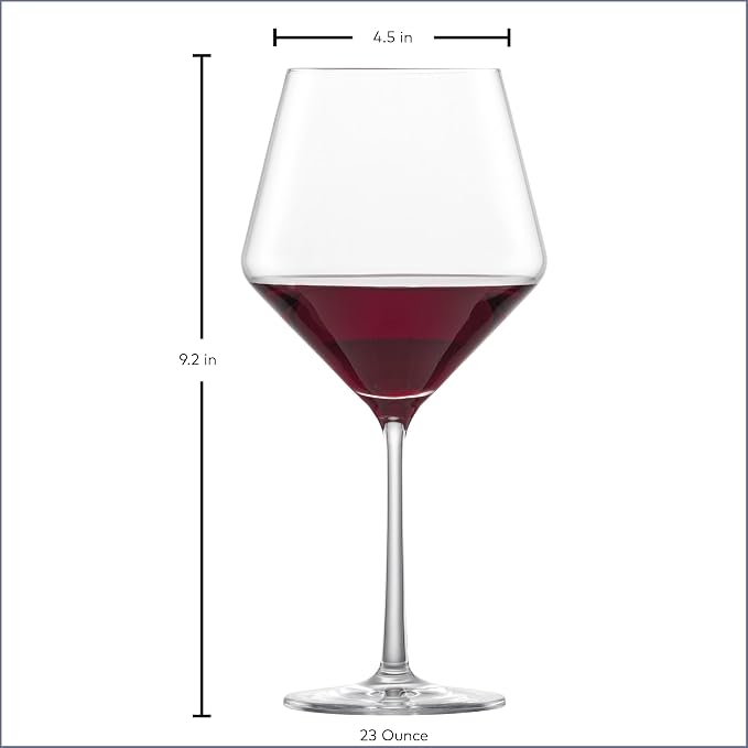 Zwiesel Glas Pure Burgundy Red Wine Glass (Set of 4), Graceful Burgundy Glasses for Red Wine, Dishwasher-Safe Tritan Crystal Glasses, Made in Germany (23 Ounce)