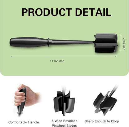 Meat Chopper, 5 Curve Blades Ground Beef Smasher, Heat Resistant Hamburger Smasher Tool, Nylon Potato Masher Utensil, Ground Meat Chopper, Meat Separator Tool for Hamburger, Non Stick Mix Chopper