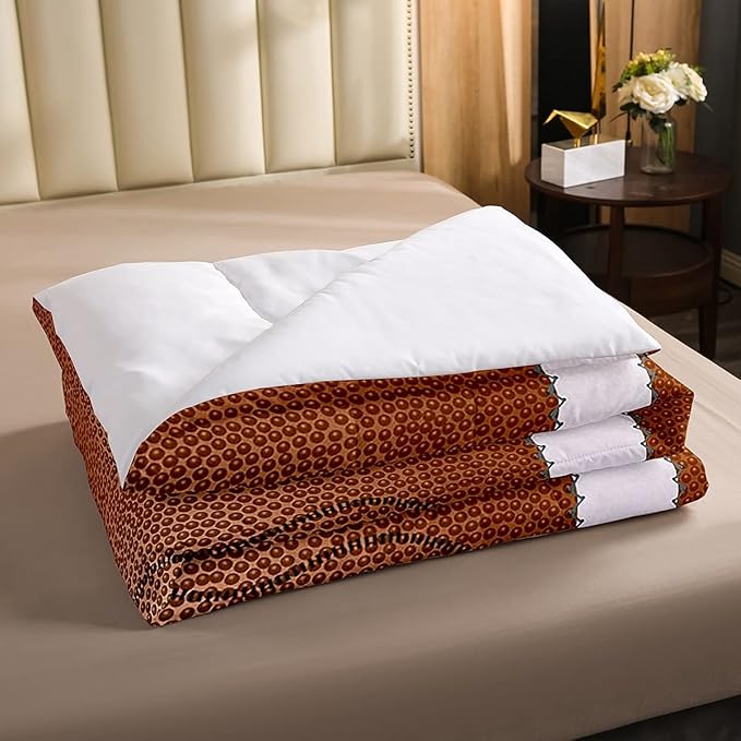 Erosebridal Football Bedding Sets Twin Size Outdoor Games Sports Down Comforter for Boys Kids Red Brown Ball Comforter Set Football Athletic Quilted Duvet with 1 Comforter and 1 Pillow Case