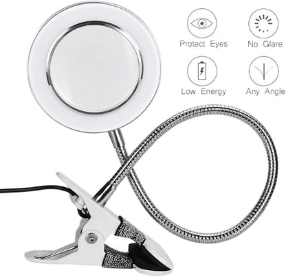 ATOMUS 2.5X Magnifying Lamp, LED USB Rechargeable Tattoo Beauty Magnifier Lamp with Metal Clip for Eyebrow Tattoo Manicure Eyelash Extension Read