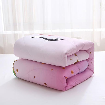 Kids Unicorn Bedding Set Twin Size for Girls, Pink Rainbow Girls Twin Comforter Set with 2 Pillowcases, Floral Kids Unicorn Bed Set Twin, Unicorn Room Decor for Girls Bedroom, All Season