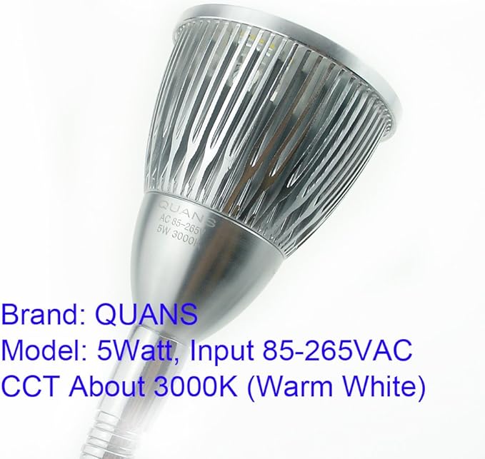 5W 5x1W Warm White 19.68inch Clamp Clip on Gooseneck High Power LED Desk Table Light Lamp Ultra Bright Silver