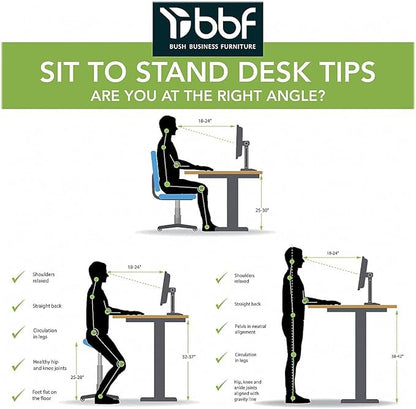 Bush Business Furniture Move 60 Series Electric Ergonomic Sit-Stand Computer Table for Home and Professional Office, 60W x 30D, Platinum Gray