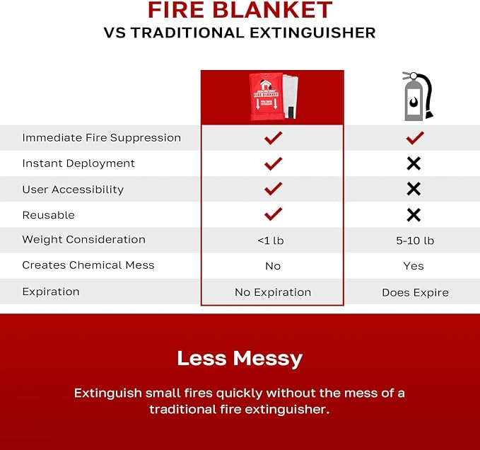 Signature Series Fire Blanket | Flame Suppression Fiberglass Blanket for Home & Kitchen Safety | Ultimate Fire Protection Blankets That Never Expire
